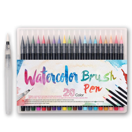 20 Colors Soft Brush Watercolor Pen Set