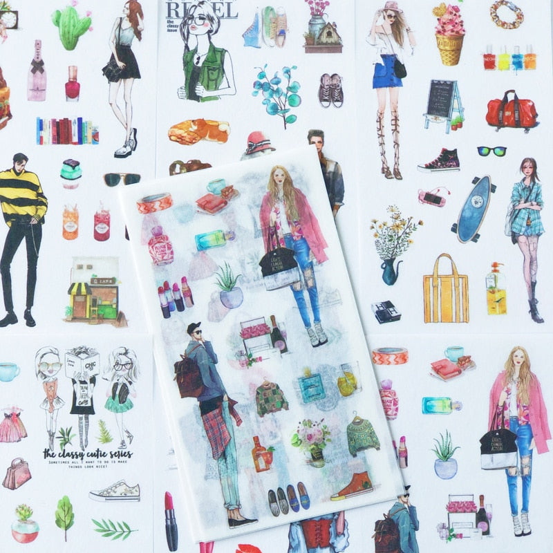 6 Sheet Fashion Model Stickers
